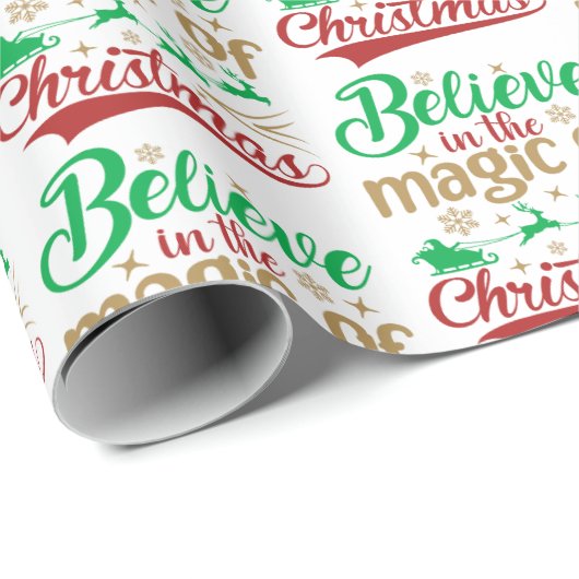 Glauben Sie an die Magie des Weihnachtsurlaubs Geschenkpapier (Rolleneckpunkt)