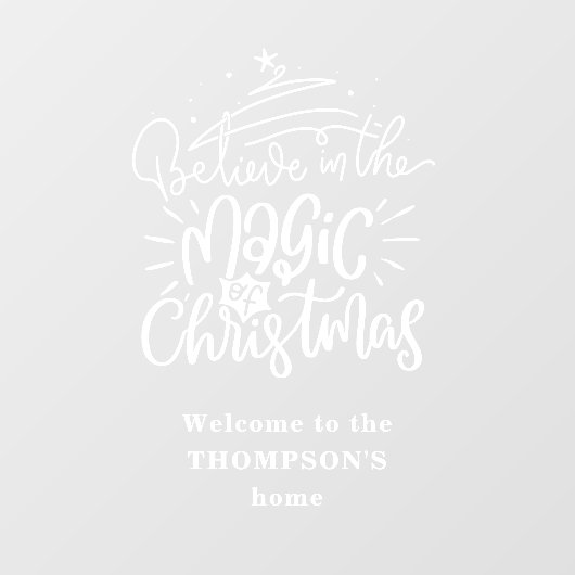 Glauben Sie an die Magie des Weihnachtswillkommens Fensteraufkleber (Blatt)