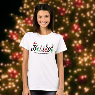 Glauben Sie an die Magie veganer Weihnachten T-Shirt