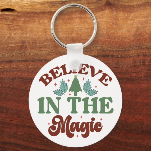 Glauben Sie an die magischen Retro Weihnachtsfeier Schlüsselanhänger (Rückseite)