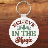 Glauben Sie an die magischen Retro Weihnachtsfeier Schlüsselanhänger (Vorderseite)