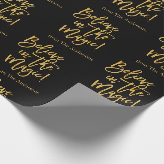 Glauben Sie an die magischen Schwarzen und Gold We Geschenkpapier (Ecke)