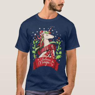 Glauben Sie an die Weihnachtsmagie lieblich Einhor T-Shirt