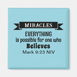 Glauben Sie an die Wunder Bibel Verse Light Blue Magnet