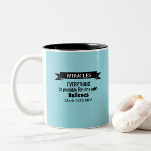 Glauben Sie an die Wunder Bibel Verse Light Blue Zweifarbige Tasse