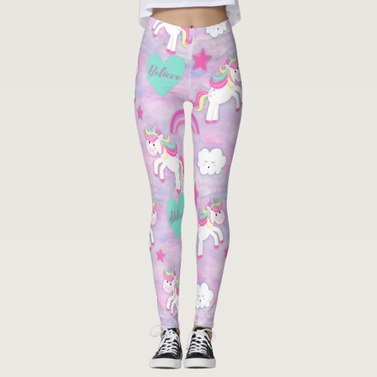 Glauben Sie an Einhörner Rosa Leggings (Vorderseite)