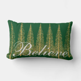 Glauben Sie an grünes Weihnachten Lumbar Kissen