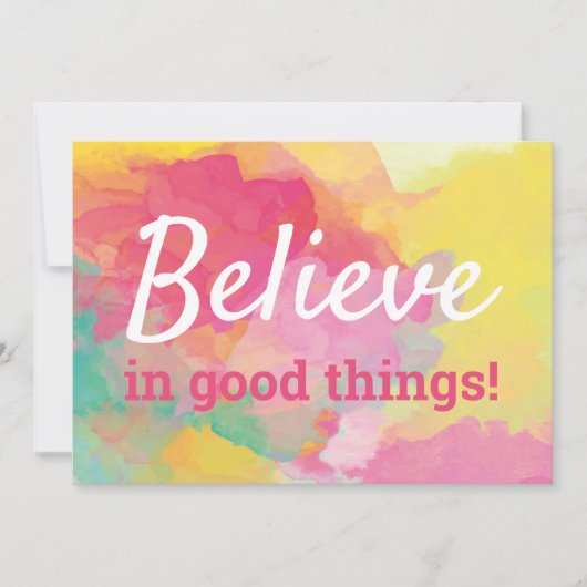 Glauben Sie an gute Dinge positive Zitat Wasserfar Dankeskarte (Vorderseite)