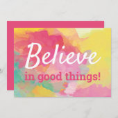 Glauben Sie an gute Dinge positive Zitat Wasserfar Dankeskarte (Vorne/Hinten)