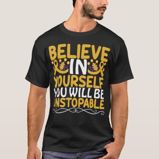 Glauben Sie an Ihr selbst Motivierend Zitat Gold R T-Shirt (Vorderseite)
