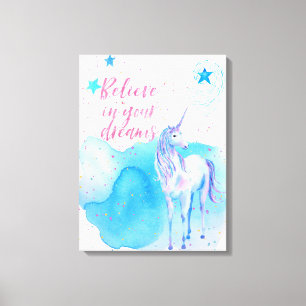 Glauben Sie an Ihr Träume Einhorn Leinwanddruck