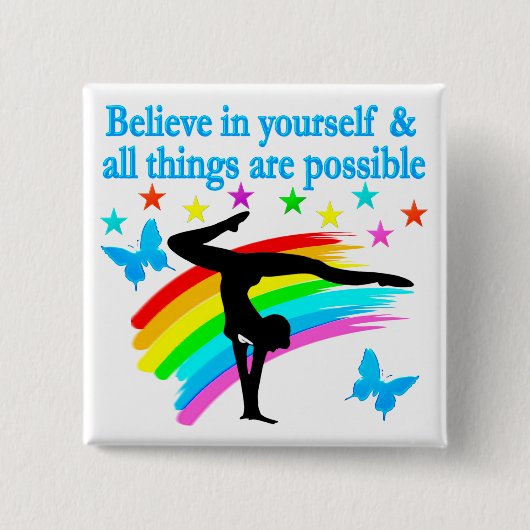 GLAUBEN SIE AN IHRE GYMNASTIKQUOTE BUTTON (Vorderseite)
