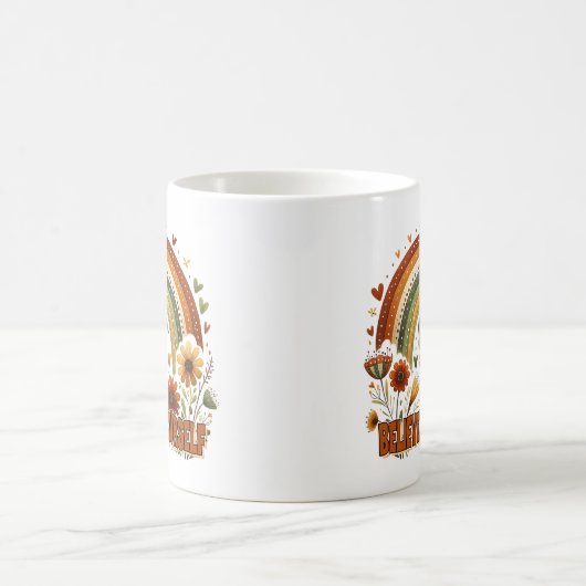 Glauben Sie an Ihre selbst Boho Rainbow Blume Butt Kaffeetasse (Mittel)