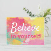 Glauben Sie an Ihre selbst inspirierende Wasserfar Dankeskarte (Stehend Vorderseite)