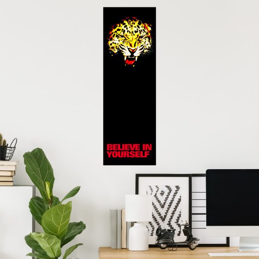 Glauben Sie an Ihre selbst Leopard Pop Kunst Motiv Poster (Heimbüro)