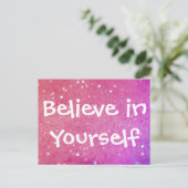 Glauben Sie an Ihre selbst Pink Funkelnd Bokeh Pos Postkarte (Stehend Vorderseite)