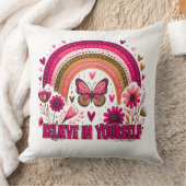 Glauben Sie an Ihre selbst Rainbow Butterfly Blume Kissen (Decke)