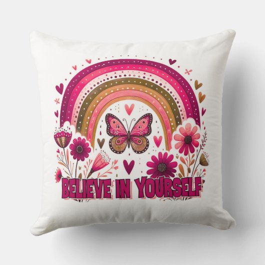 Glauben Sie an Ihre selbst Rainbow Butterfly Blume Kissen (Rückseite)