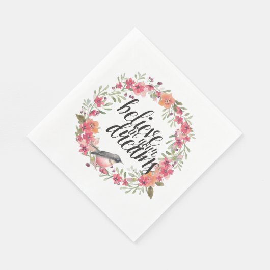 Glauben Sie an Ihre Träume Bird Pink Blume Serviette (Ecke)