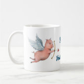 Glauben Sie an Ihre Träume Flying Pig Cupid-Vorlag Kaffeetasse (Links)