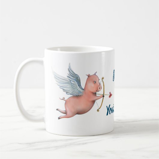 Glauben Sie an Ihre Träume Flying Pig Cupid-Vorlag Kaffeetasse (Links)