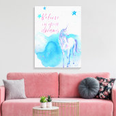 Glauben Sie an Ihre Träume Unicorn Leinwanddruck (Insitu (Wohnzimmer))