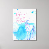 Glauben Sie an Ihre Träume Unicorn Leinwanddruck (Vorderseite)
