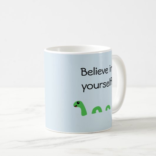 Glauben Sie an Ihren eigenen Cartoon Loch Ness Mon Kaffeetasse (VorderseiteRechts)