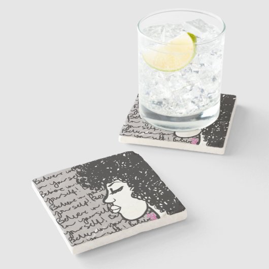 Glauben Sie an Ihren eigenen Stone-Untersetzer Steinuntersetzer (Seitenansicht)