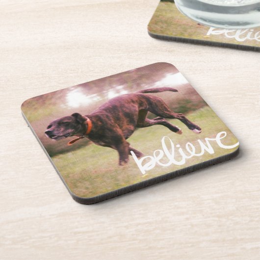 Glauben Sie an Ihren Hund Getränkeuntersetzer (Linke Seite)