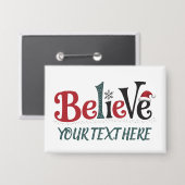 Glauben Sie an personalisierte Weihnachtsfeier Fam Button (Vorderseite/Rückseite)