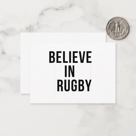 GLAUBEN SIE AN RUGBY MITTEILUNGSKARTE (Vorderseite/Rückseite Beispiel)