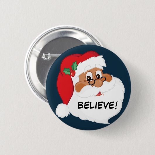 Glauben Sie an schwarzen Weihnachtsmann? Button (Vorne & Hinten)