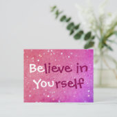 Glauben Sie an selbst (sind Sie), Rosa-funkelnd Postkarte (Stehend Vorderseite)