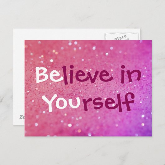 Glauben Sie an selbst (sind Sie), Rosa-funkelnd Postkarte (Vorne/Hinten)