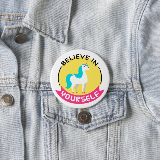 "Glauben Sie an selbst" Unicorn-Abzeichen Button (Beispiel)