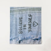 Glauben Sie an sich Blue Denim Motivierend Wandteppich (Vorderseite)