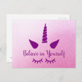 Glauben Sie an sich selbst Einhorn Pink Lila Postk Postkarte (Vorne/Hinten)