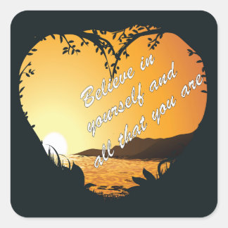 Glauben Sie an sich selbst - Inspiration für Herz Quadratischer Aufkleber