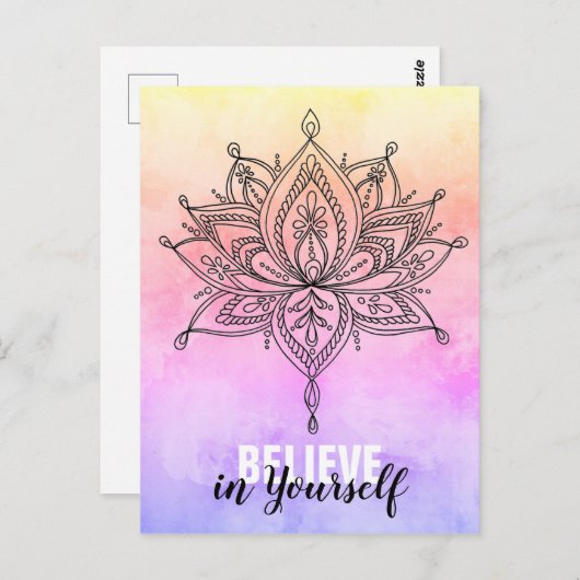Glauben Sie an sich selbst Lotus Mandala Postkarte (Vorne/Hinten)
