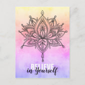 Glauben Sie an sich selbst Lotus Mandala Postkarte (Vorderseite)