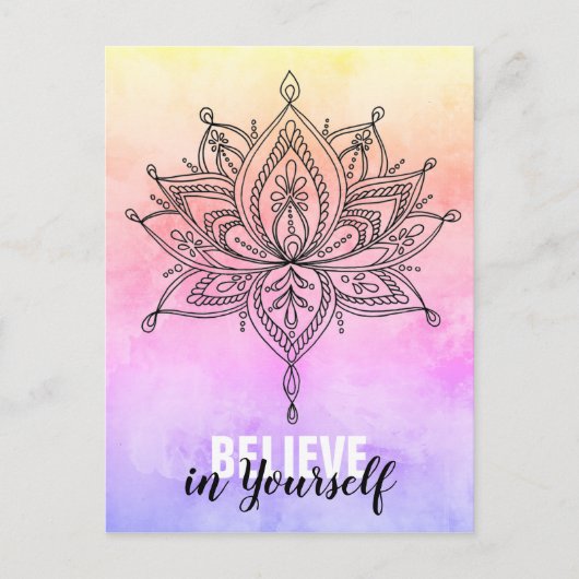 Glauben Sie an sich selbst Lotus Mandala Postkarte (Vorderseite)