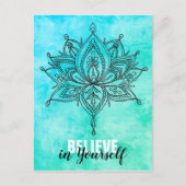Glauben Sie an sich selbst Lotus Mandala Türkis Postkarte (Vorderseite)