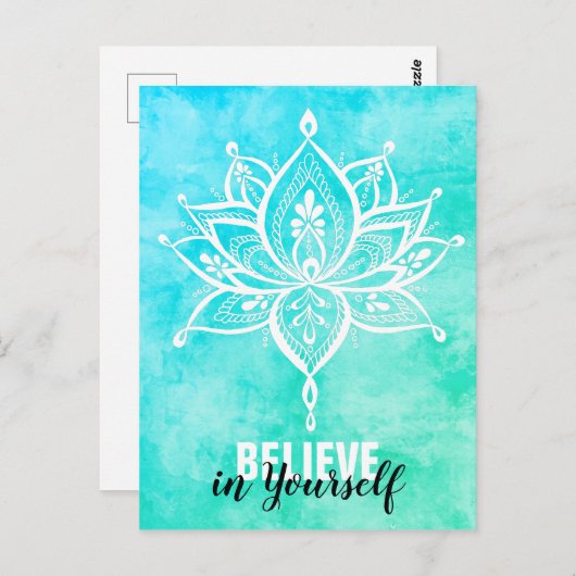 Glauben Sie an sich selbst Lotus Mandala Türkis Postkarte (Vorne/Hinten)