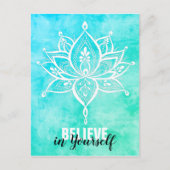 Glauben Sie an sich selbst Lotus Mandala Türkis Postkarte (Vorderseite)
