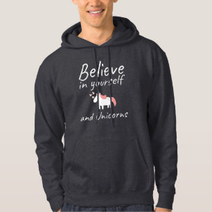 Glauben Sie an sich selbst und Einhörner positive Hoodie