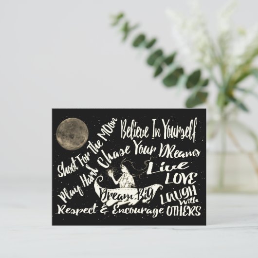 Glauben Sie an sich Träumen Liebe Respekt ermutige Postkarte (Stehend Vorderseite)