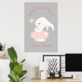 Glauben Sie an Träume Whimsical Bunny Kinderzimmer Poster (Heimbüro)