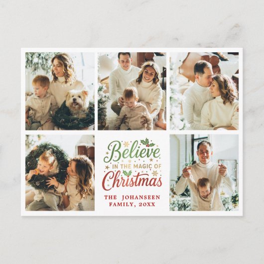 Glauben Sie an Weihnachten Moderne Familienfoto Co Postkarte (Vorderseite)