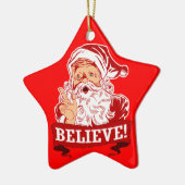 Glauben Sie an Weihnachtsmann Keramikornament (Links)